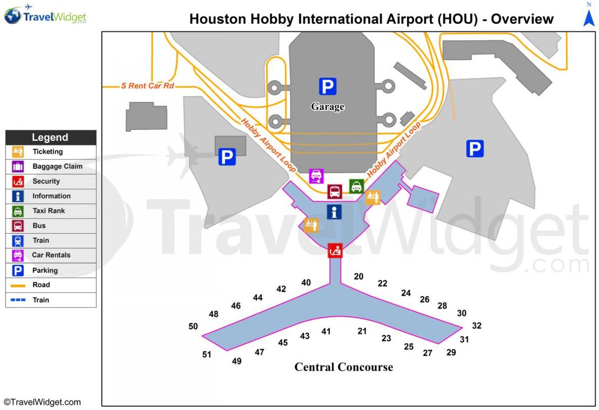 mapa do aeroporto de Houston
