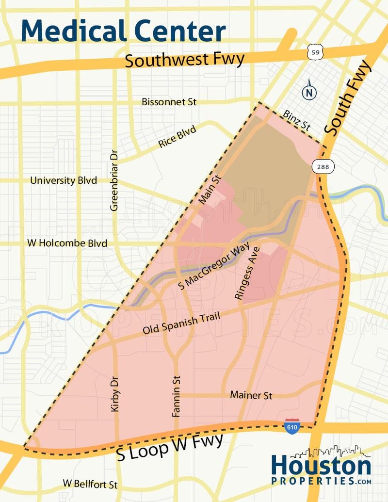 mapa de texas medical center
