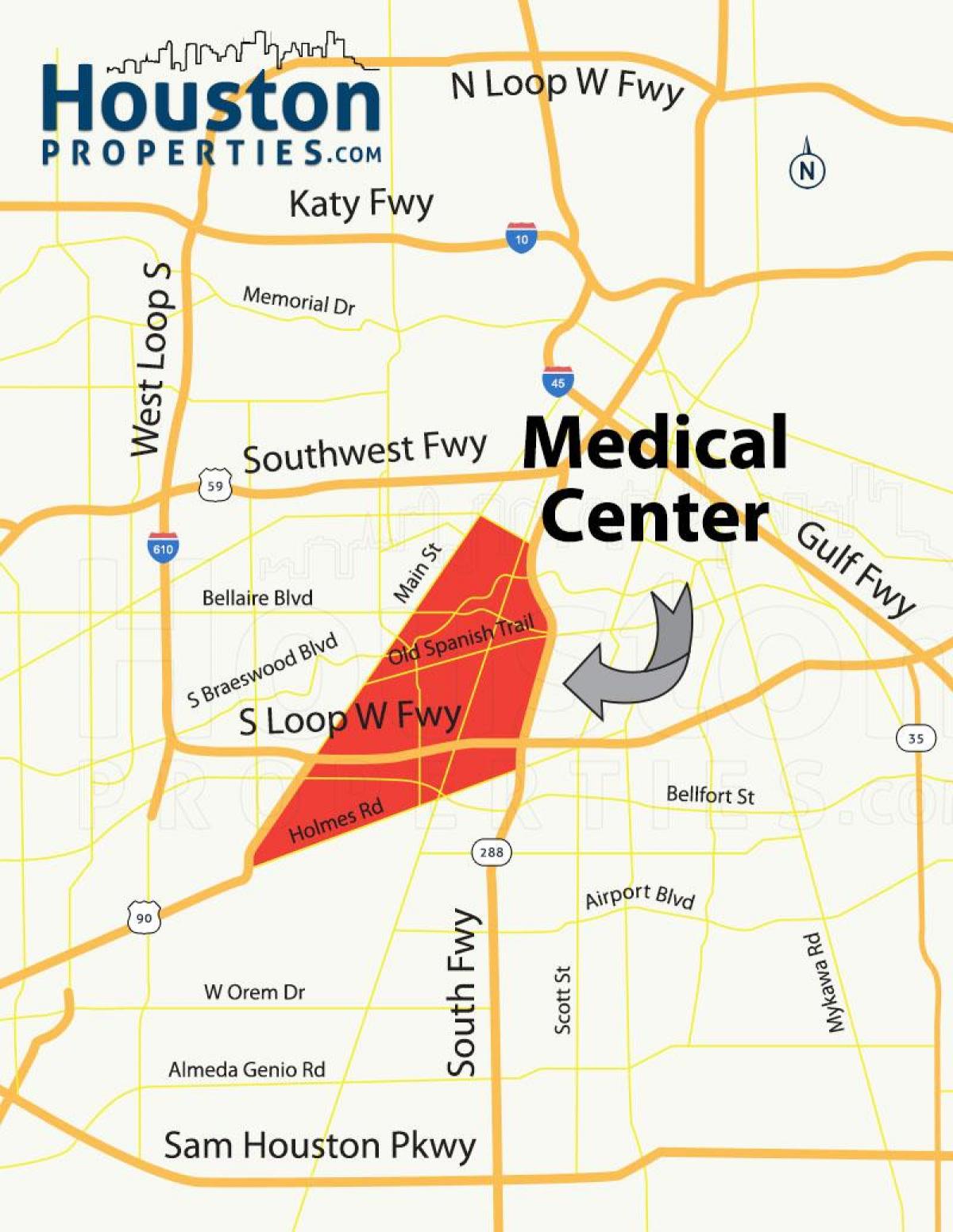 mapa de Houston medical center