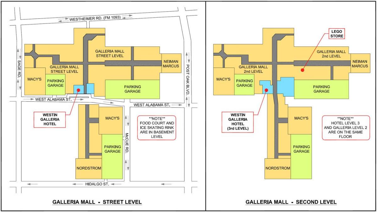 Houston Galleria mall mapa