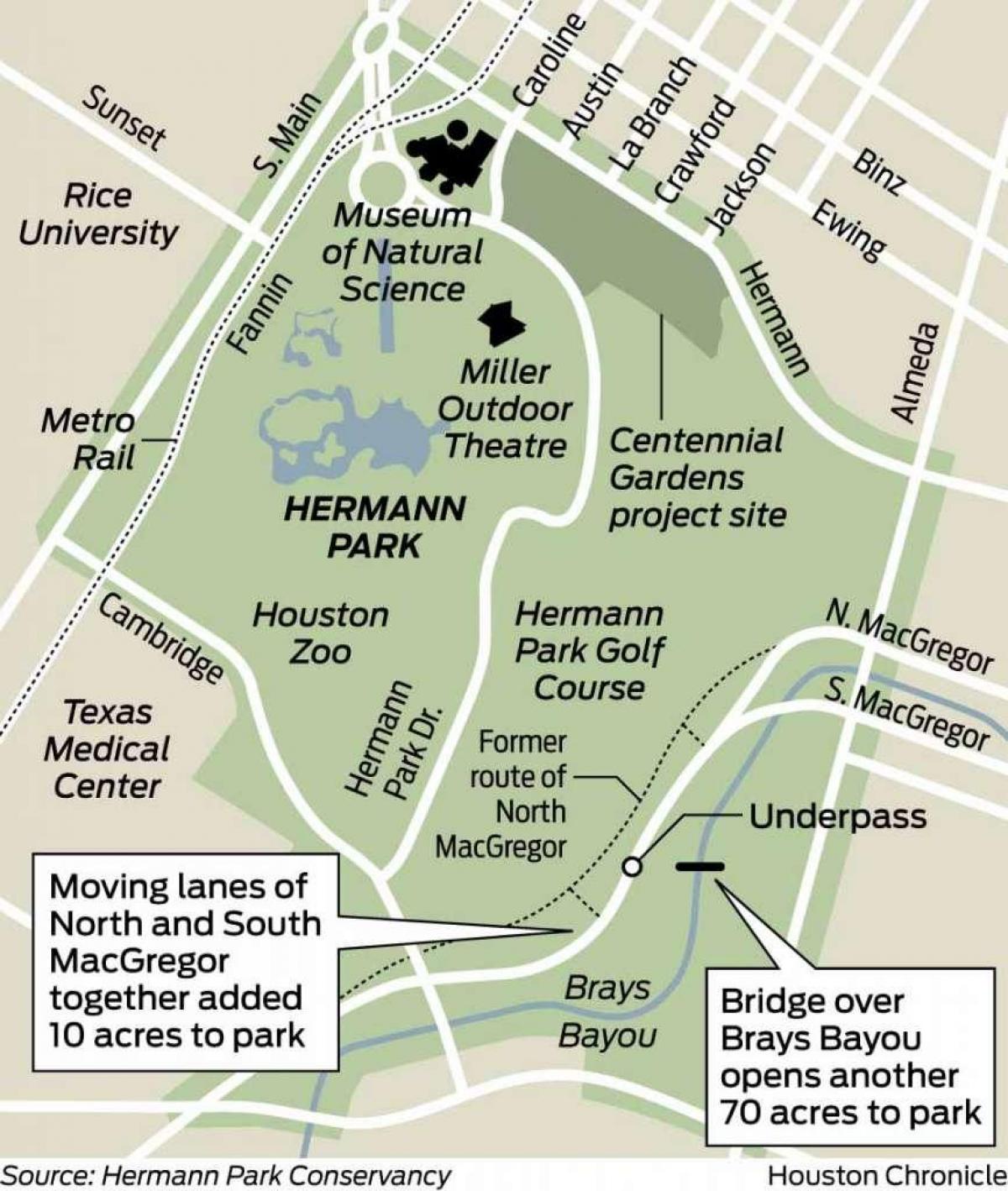 mapa de Hermann park