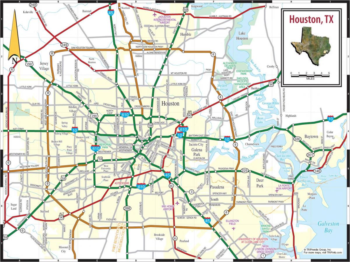 mapa de Houston, texas