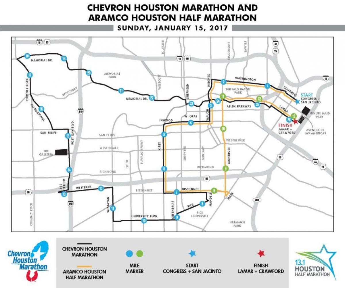 mapa de Houston maratona