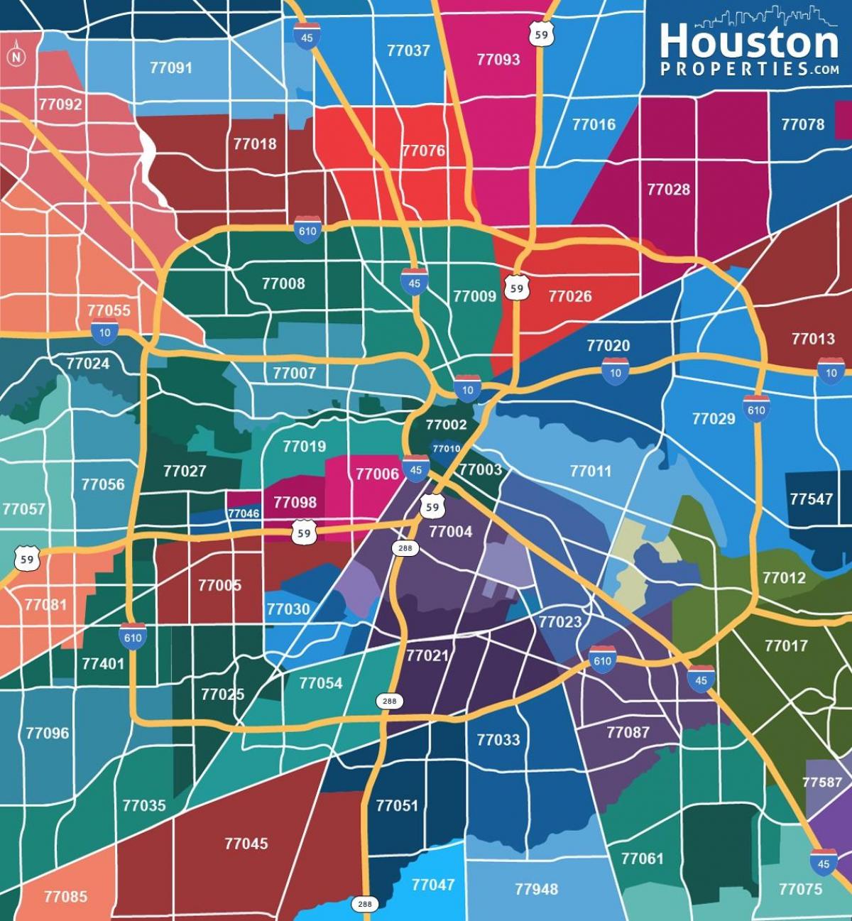 Houston subúrbios mapa - Mapa de Houston subúrbios (Texas - EUA)