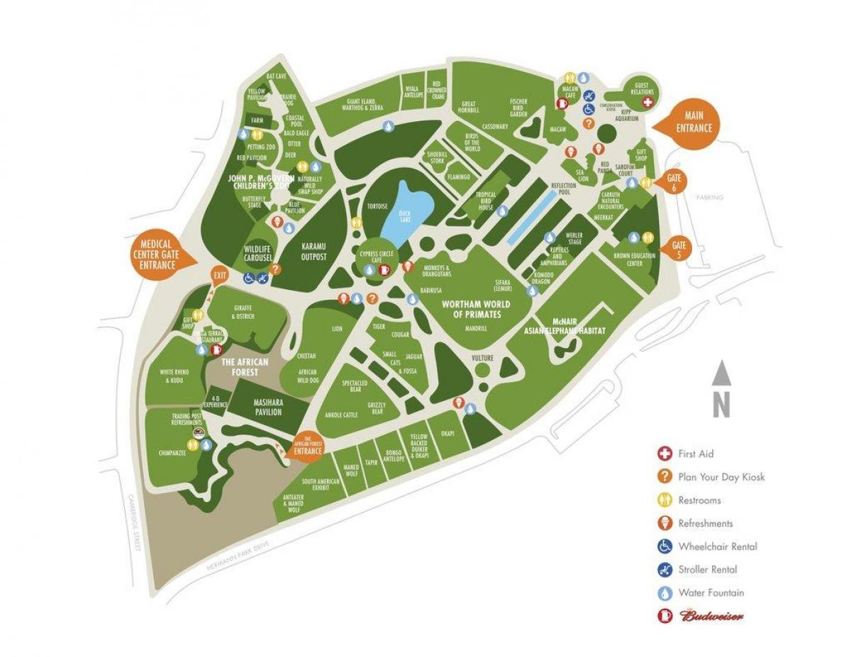 mapa do jardim zoológico de Houston