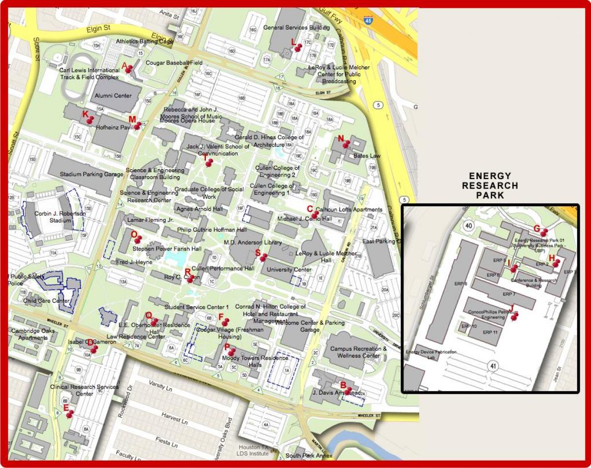 mapa da universidade de Houston