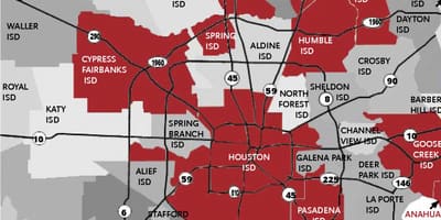 Mapa da área de Houston
