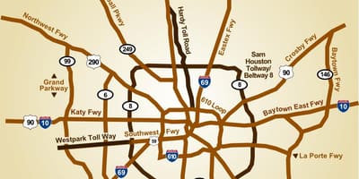 Mapa de Houston rodovias