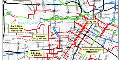 Trilhas de bicicleta Houston mapa
