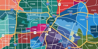 Mapa de Houston subúrbios