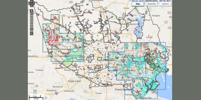 Inundações mapa de Houston
